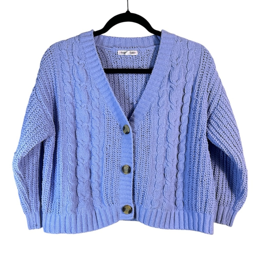 Cable knit Daisy & Cleo Soft Cozy Cropped Knit Cardigan Women's Size Large